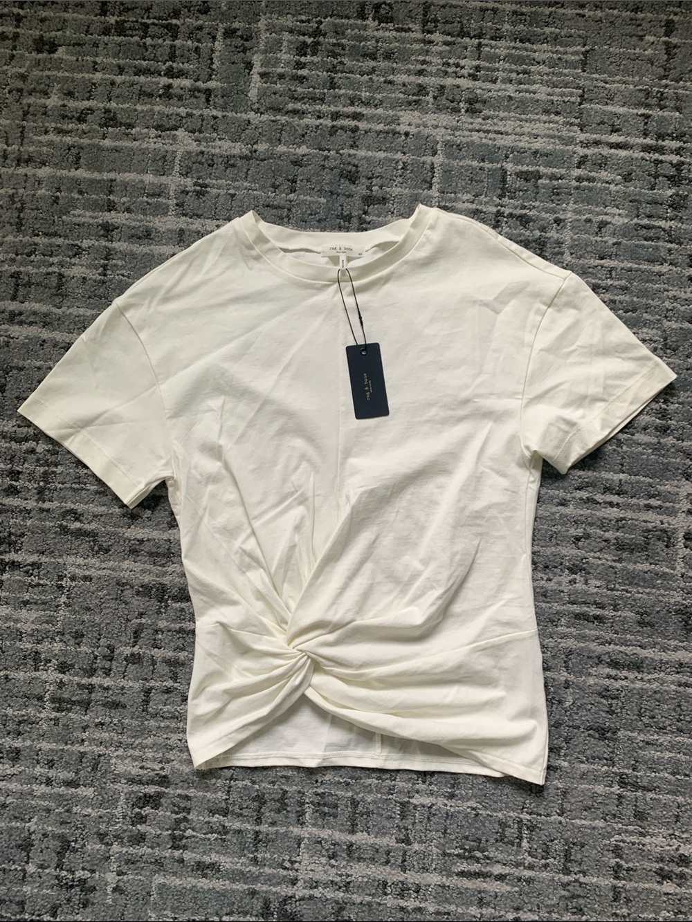 NWT Rag & Bone S White Knot Front Short Sleeve Tee
